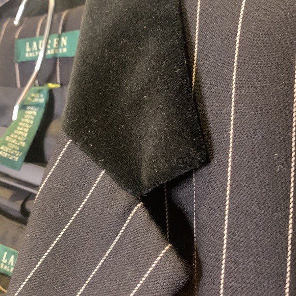Used Lauren RL 2 Pc Black Pinstripe Pant Suit, 16 - Picture 3 of 13